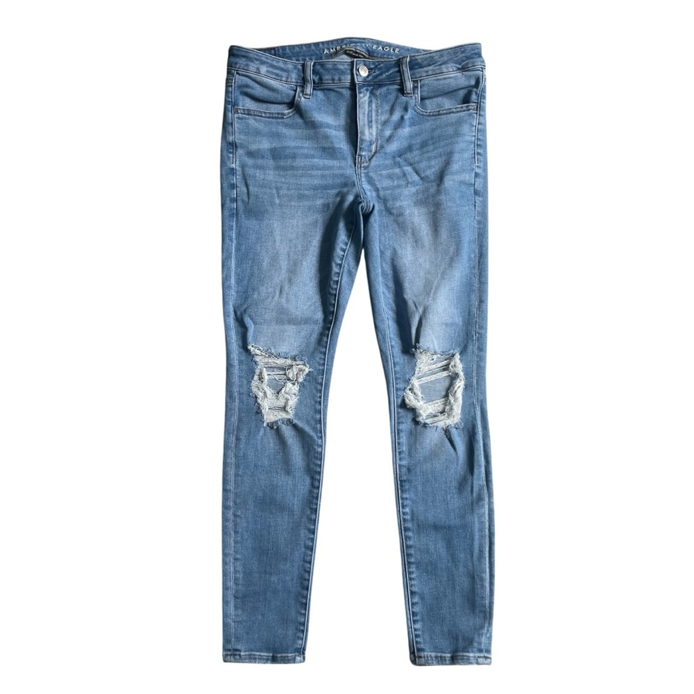 American Eagle Women’s Light Wash Distressed Jegging Jeans Size 8 Short